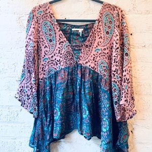 Anthropologie velvet boho top